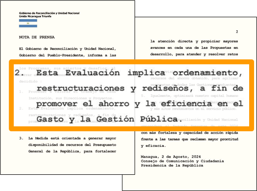 Extracto de la nota de prensa emitida el 2 de agosto de 2024 por el gobierno en la que anunció que daría iniciaría una revisión de sus planes para la segunda mitad de 2024, tras evaluar el primer semestre.