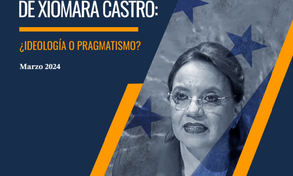 Retrato de Xiomara Castro con título de artículo sobre política exterior de Honduras