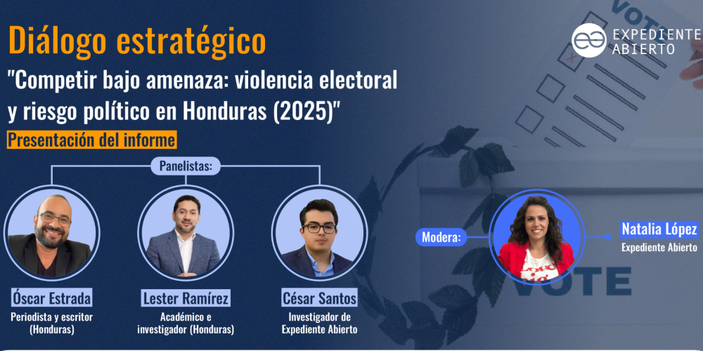 Panel de diálogo estratégico sobre violencia electoral en Honduras con tres panelistas